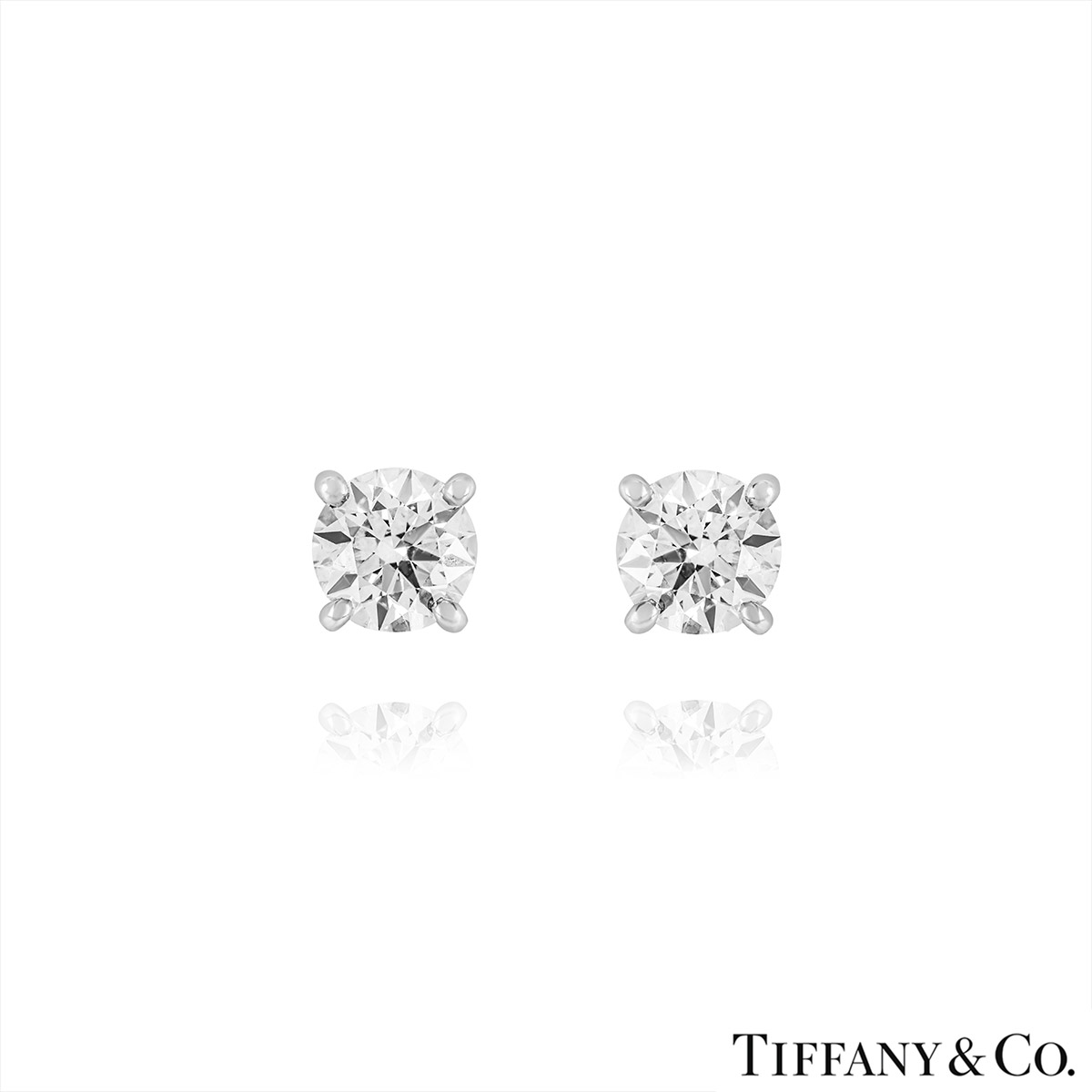 Tiffany & Co. Platinum Solitaire Diamond Earrings 0.82ct TDW XXX